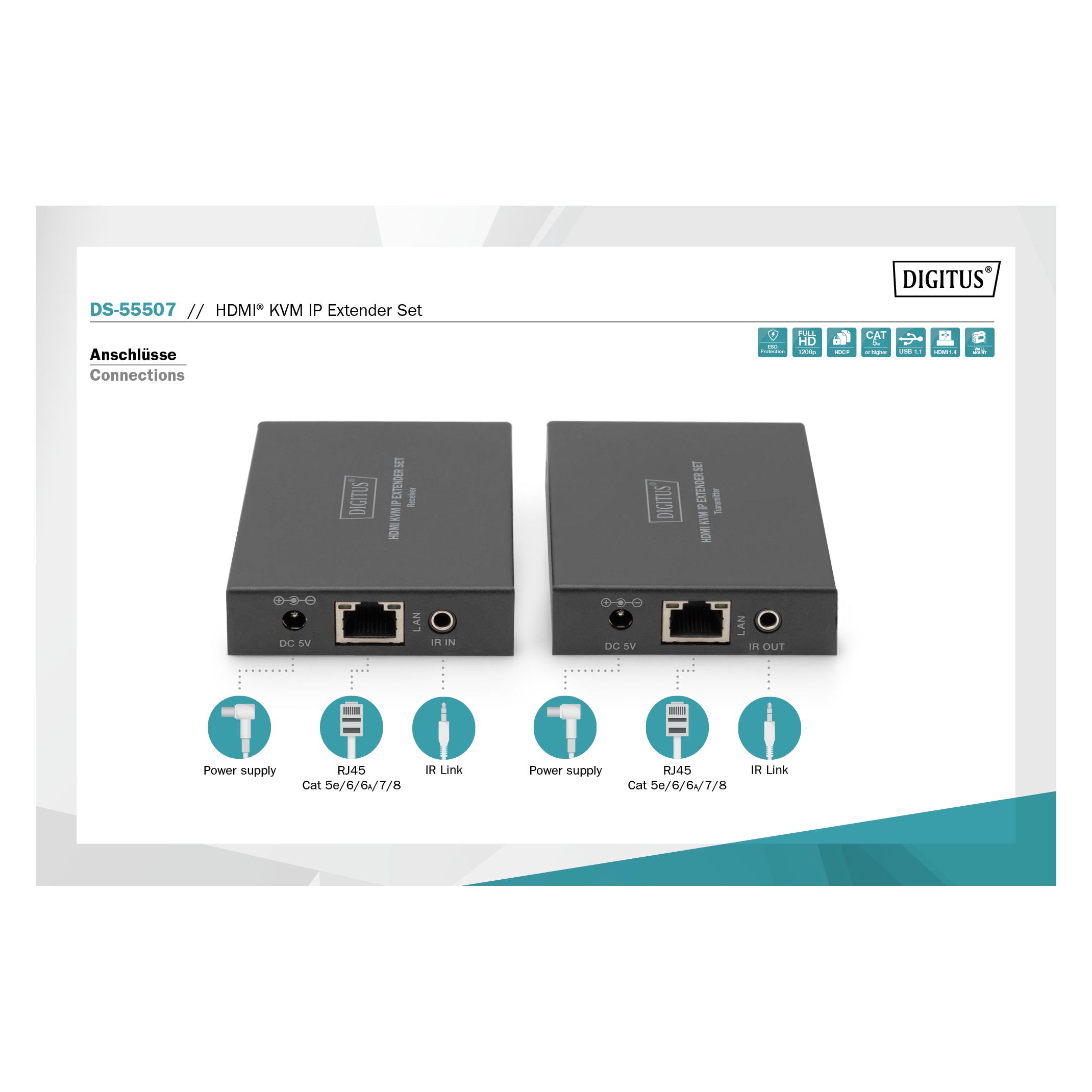 Digitus HDMI KVM IP Extender Set (DS-55507)