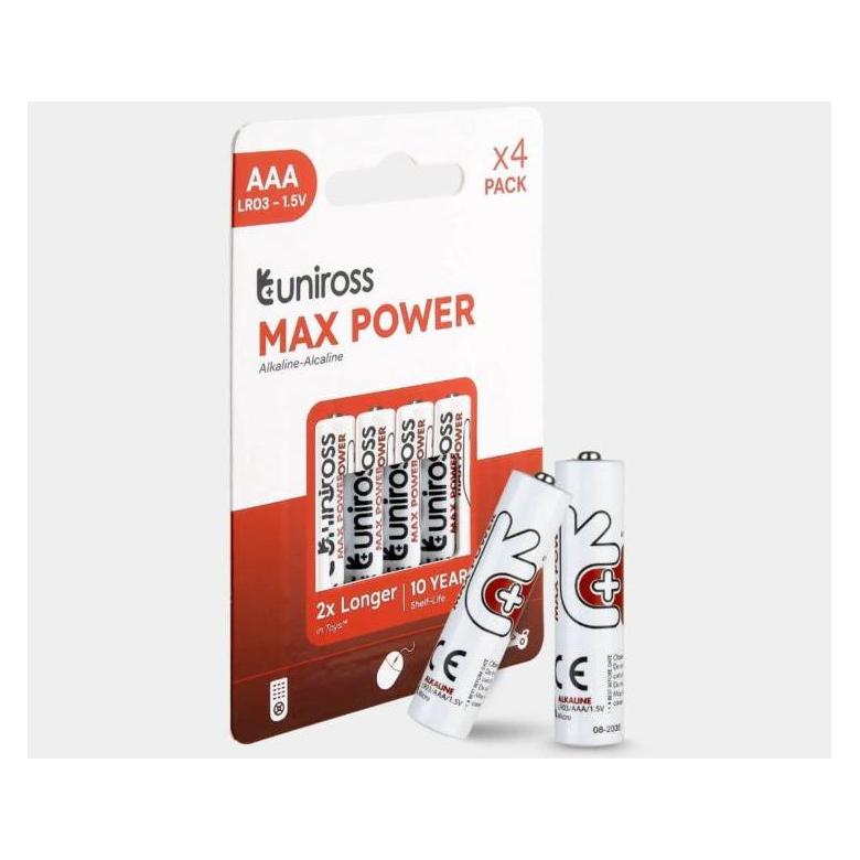 Uniross Batteri 4 stk AAA/LR03 Alkaline (4 Stk., AAA, 1300 mAh) (UMPAAAPK4)