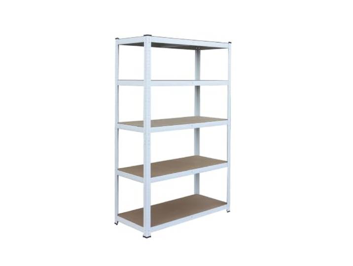 Relaxdays Étagère Charges Lourdes\, HxLxP: 200x100x40 cm\, 875 kg\, 5 Niveaux\, Cave/Garage\, emboîtable\, Blanc/Marron