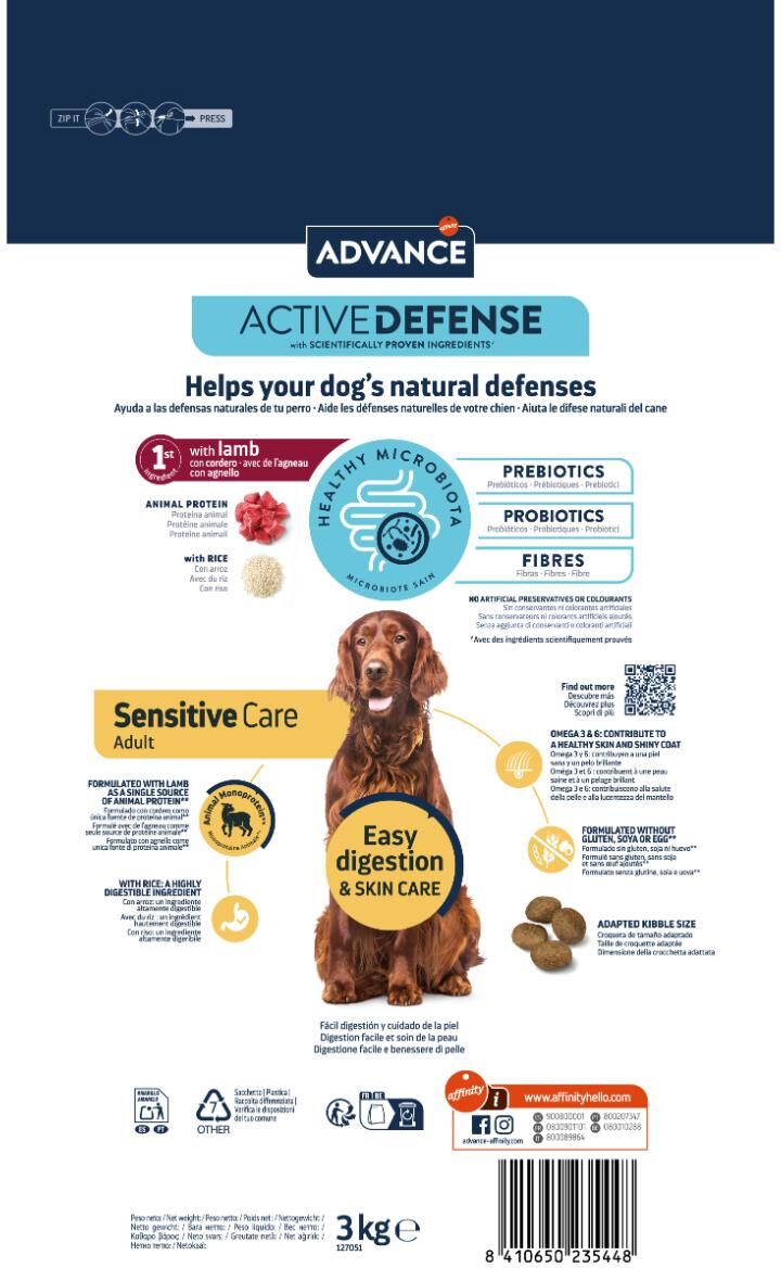 Advance ActiveDefense Dog Adult Sensitive Care con Agnello 3KG