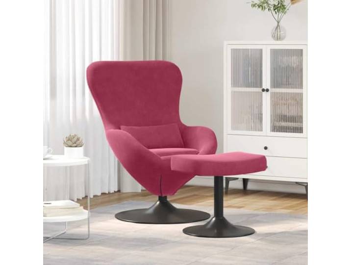 IBUQDDV Loungesessel mit Fußhocker Weinrot Samt 360-Grad Drehfuß Modern Weicher Samtbezug, schräge Armlehnen, 360-Grad-Rotation, minimalistisch, vielseitig einsetzbar