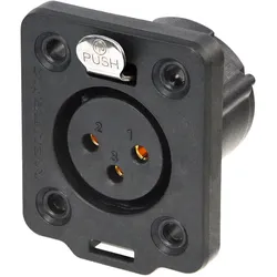 Neutrik XLR 3P Chassis - female TOP Goldkontakte - schwarzes Gehäuse