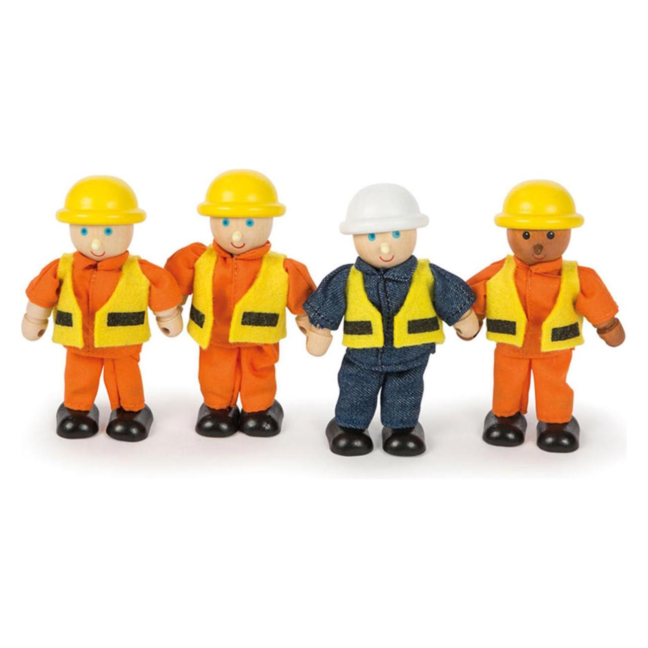Bigjigs Hölzernes Puppenhaus Puppen Bauarbeiter (T0241)