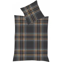 Traumschlaf, Bettwäsche, Feinbiber Bettwäsche Aspen Sudbury dunkelgrau (Bettwäsche Set, 135x200 cm, 80x80 cm)