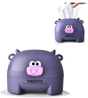 Snug & Styled Cute Cartoon Calf Tissue Box Holder, Desktop Roll Paper Dispenser, Animal Tissue Storage Decor white