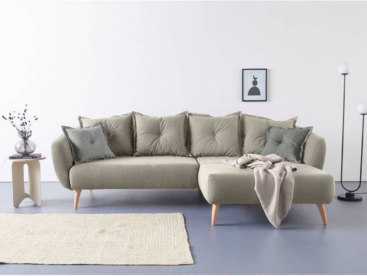 Home affaire Ecksofa Baggio formschöne Polsterecke, bequem, Breite 277cm, L-Form, Zierkissen inklusive