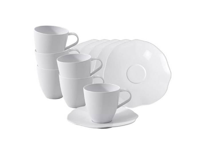 Villeroy & Boch Tasse Pura Kaffeetassen mit Untertassen 150 ml 6er Set, 6-tlg., Porzellan