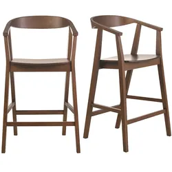 Skandinavische Barhocker aus dunklem Holz (2er Set) BAHIA