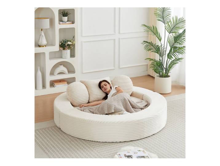 Fyrove Schlafsofa Ein vielseitiges 4-in-1-Schlafsofa, ideal für kompakte Wohnräume, Set 1 Teile, das sowohl als halbrundes Sofa als auch als rundes Tagesbett genutzt