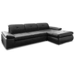 ComfortPlan Ecksofa Akira L Leder Schwarz