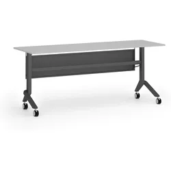 Mobiler Schreibtisch PRIMO MOVE, 180x60 cm, schwarzes Metallgestell, grau