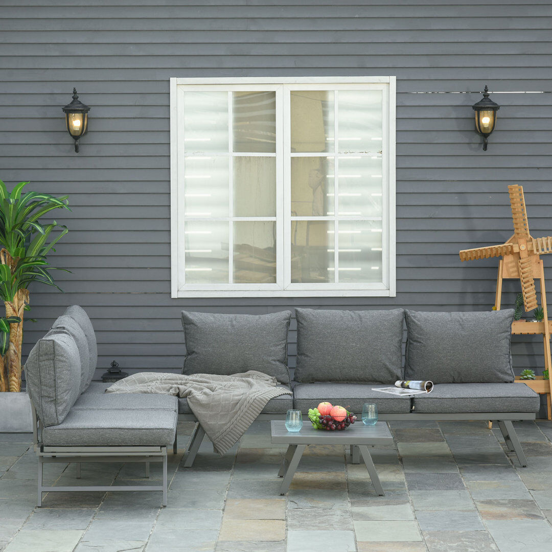 Ivy Bronx Arkins 3 Pieces Garden Furniture Sets Adjustable Backrest 6 Seater Grey Gray 6