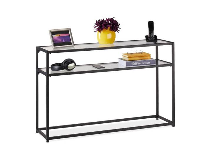 Relaxdays Konsolentisch mit Glasplatte
