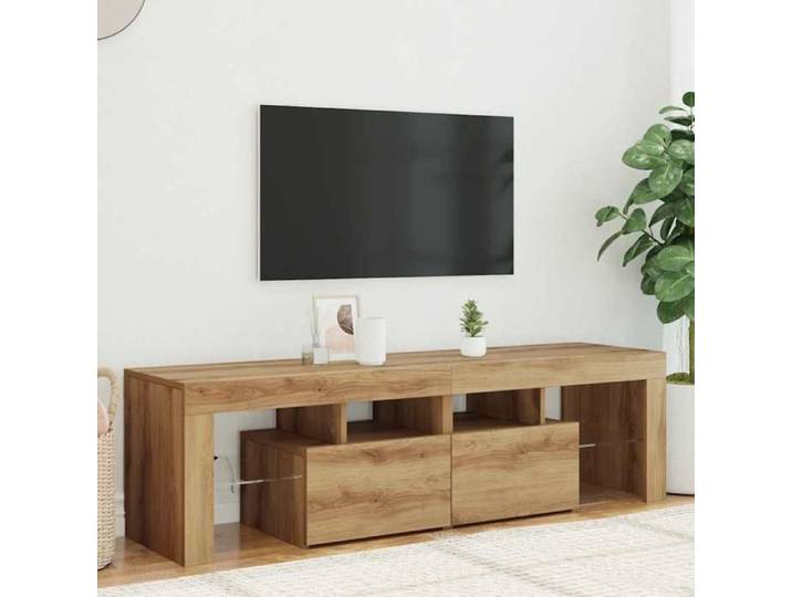 Meuble TV avec lumières LED chêne artisanal bois d'ingénierie support TV meuble multimédia console TV meuble 856304