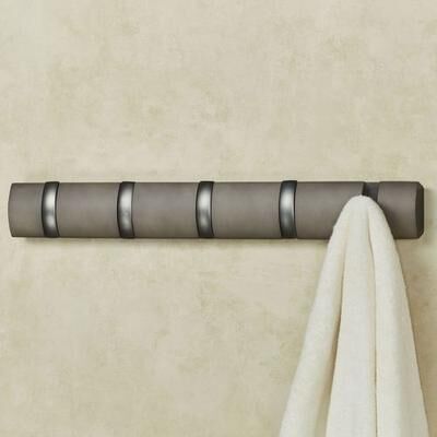 Umbra Inc-Home Decor Durand Small Wall Rack 5 Hook, 5 Hook, Charcoal