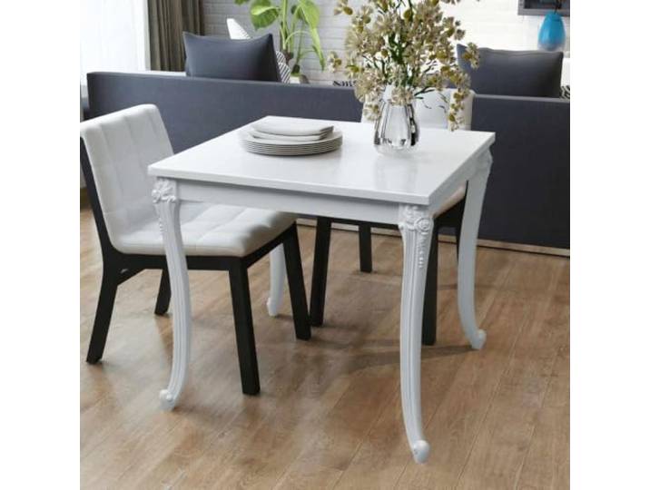 HEFZGDB Hochglanz-Esstisch 80x80x76 cm Weiß, Moderner Esszimmertisch aus MDF mit Stabilen Beinen, Einfache Montage und Pflege, Elegantes Design für Ihr Zuhause