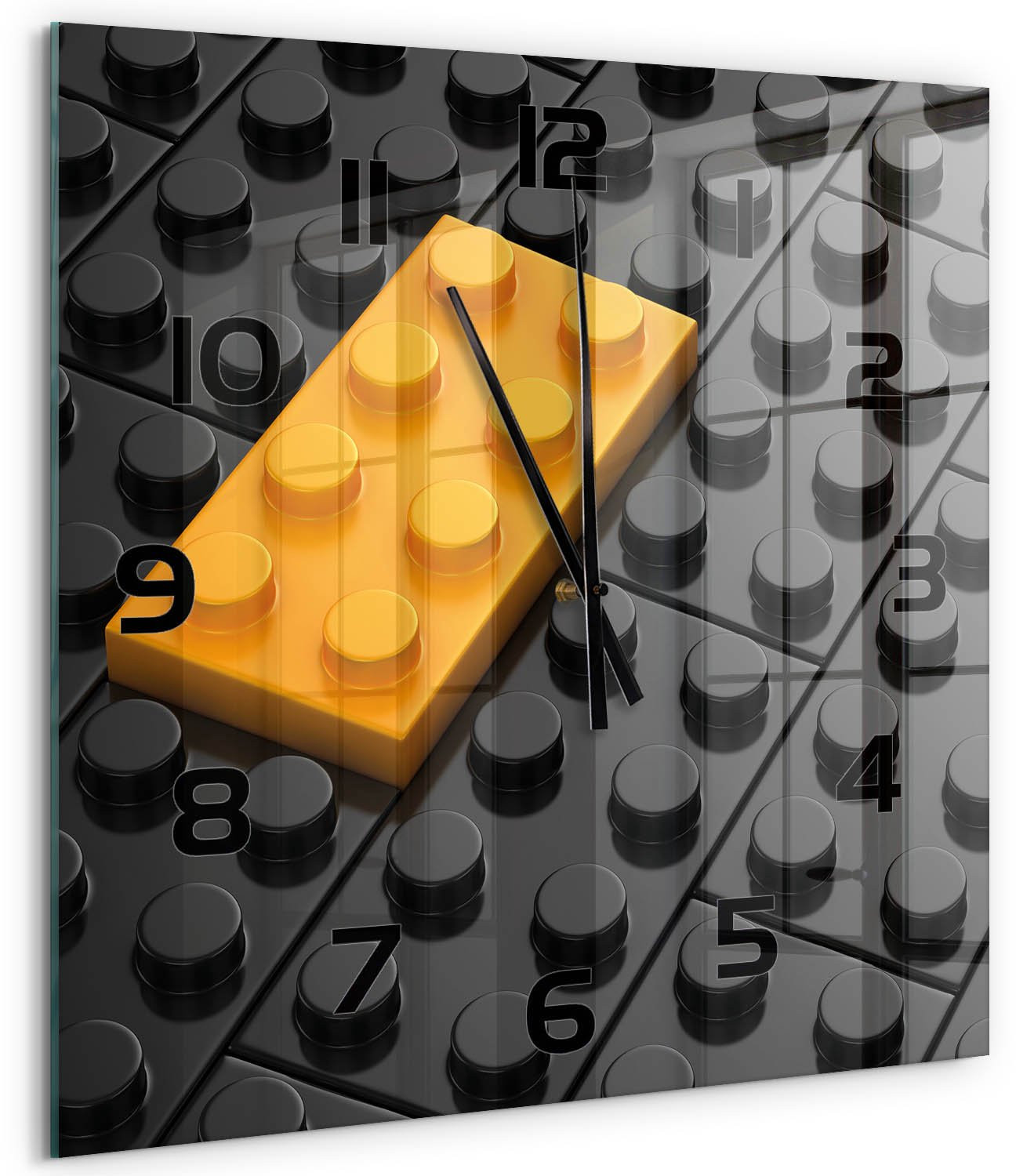 Tulup Wandklok Lego Glazen Design - Geel - 60 x 60 cm