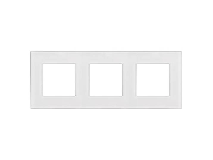 Maclean MCE731B 3-voudig glazen framepaneel 228 x 86 mm voor stopcontact Modulaire wandcontactdoos Inbouwdoos Inbouwmontage Zwart (Wit)