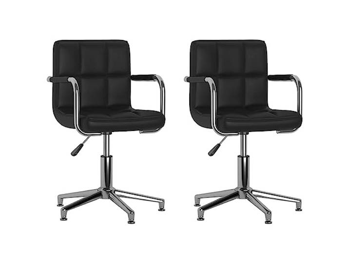 POUFGDR Esszimmerstühle, drehbar, 2 Stück, Schwarz, Kunstleder Höhenverstellung, 360-Grad-Rotation, verchromter Stahlrahmen, weiches Kunstleder, 110 kg pro Sitz