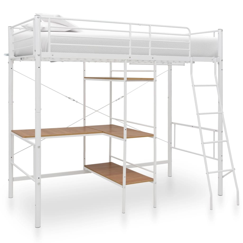 Etagenbett mit Tischrahmen Weiß Metall 90x200 cm