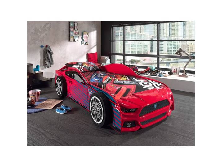 Lit voiture - VIPACK - Modèle Panther - 90x200 cm - Rouge - Sommier inclus