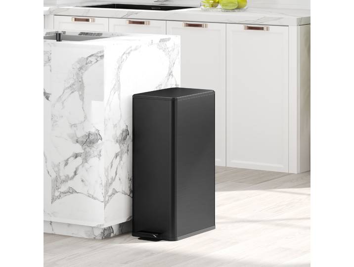 HOMCOM Poubelle 20L Soft-Close Acier Inox Noir