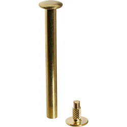 100 Buchschrauben mit Einpresskopf, vermessingt 45 mm, Metall, gold
