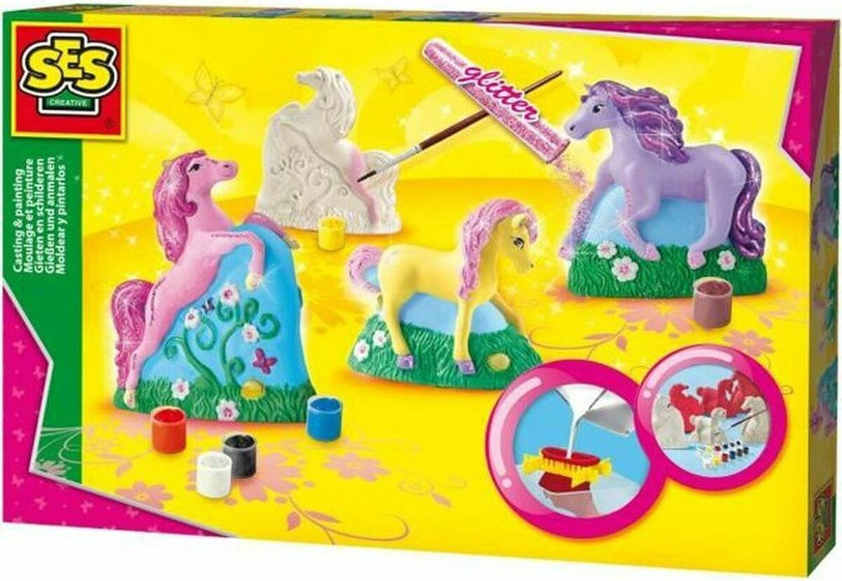 SES Creative Casting en schilderset met 3 paarden voor kinderen vanaf 5 jaar inclusief gips en verf