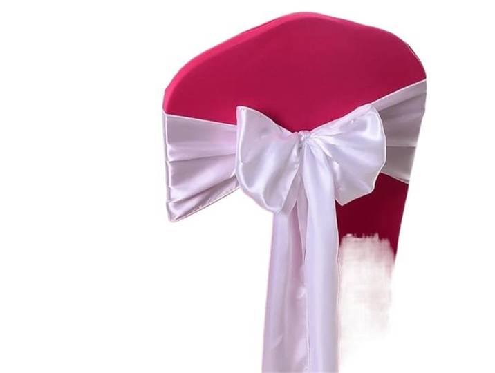 Stuhlschleifen für Hochzeiten 100 teile/los Satin Stuhl Schärpen Bogen Plain Hochzeit Knoten Band DIY Krawatten for Party Event Hotel Bankett Hause Dekorationen(White)