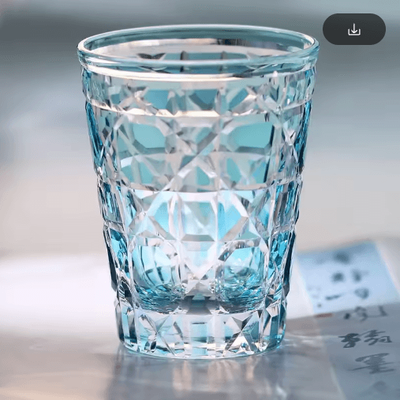Inspire Picks Hand Cut Multi Colored Cocktail Tumbler 260 Ml Colored Whiskey Glass For Coffee Water And Spirits no45skyblue about 260ml