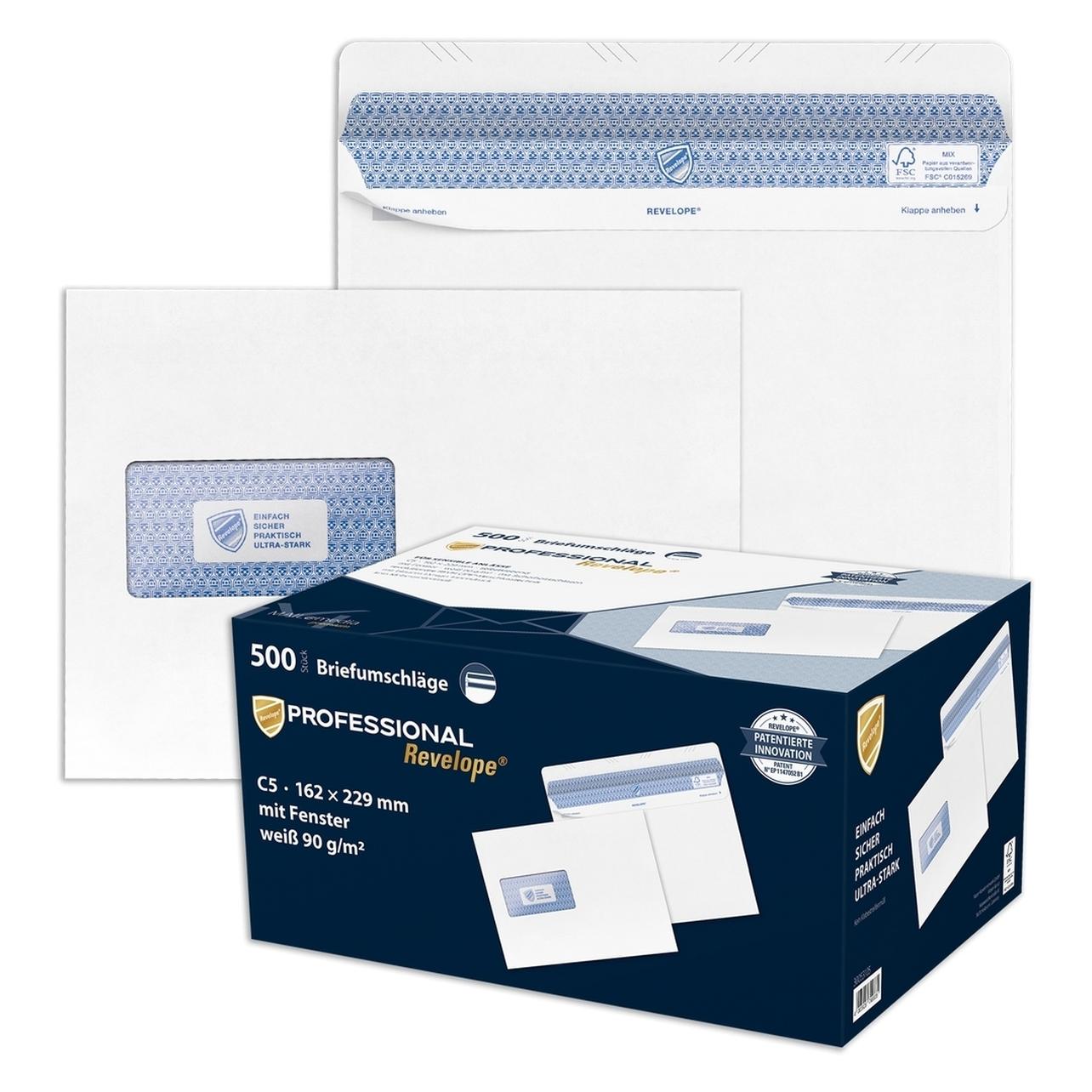 Mailmedia 30053105 Briefumschlag REVELOPE, DIN C5, mit Fenster (C5, 500x) (30053105)