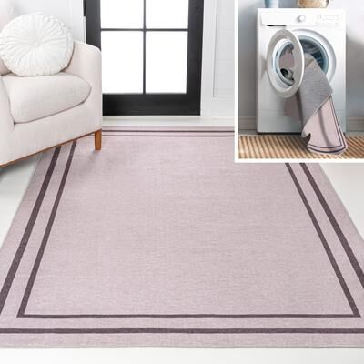 JONATHAN Y Ainsley Classic 2-Stripe Border Washable Area Rug