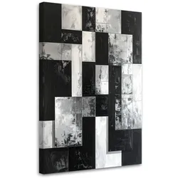 LEINWANDBILD, Geometrische Quadrate abstrakt schwarz und weiß