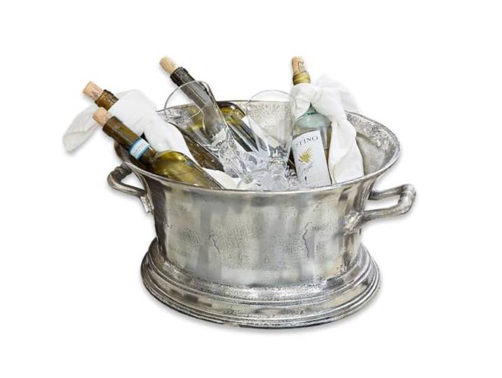 LOBERON Sektkühler Cerisé , antiksilber Klassisches Design, Antiksilber-Chic, Massiver Aluguss