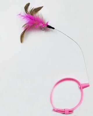 Inspire Essentials Interactive Feather Cat Collar Toy With Bell For Self Play pink