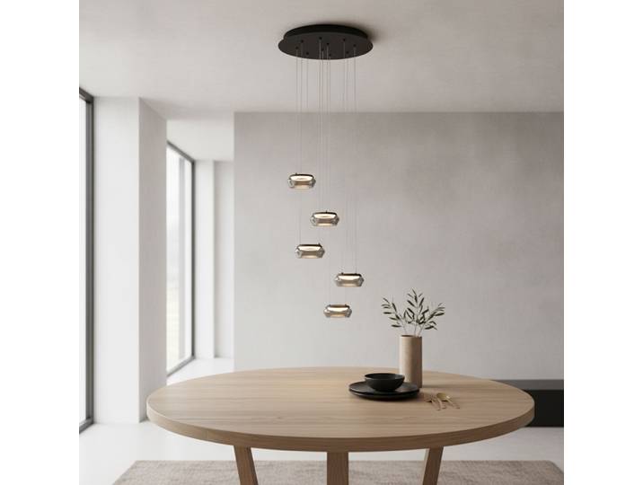 Strakke hanglamp Jailyn rond 5-lichts Lyora - 109203