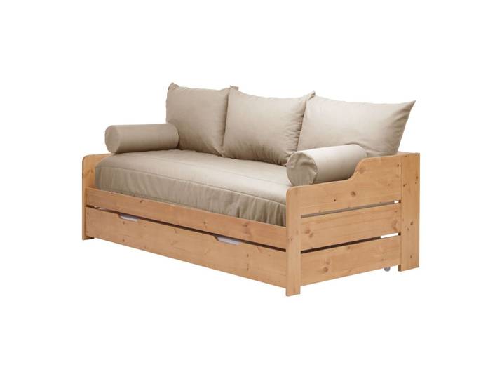 Habillage lit gigogne en coton recyclé lin 200x90x15 cm