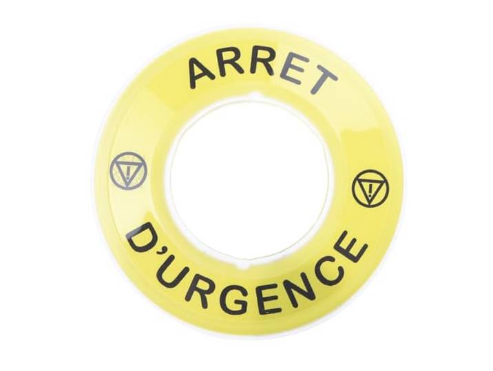 Schneider Electric ZBY9120 Harmony - étiquette circulaire jaune 3D - Ø60 - Arrêt Urgence