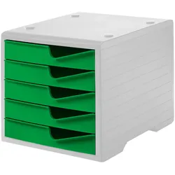 Sortierbox, 5 Schubladen, grau/grün