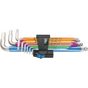 Wera Sechskantschlüssel 3950/9 HexPlus Multicolour, HF Stainless 1, 1,5-10mm, mit Kugelkopf, 9-teilig