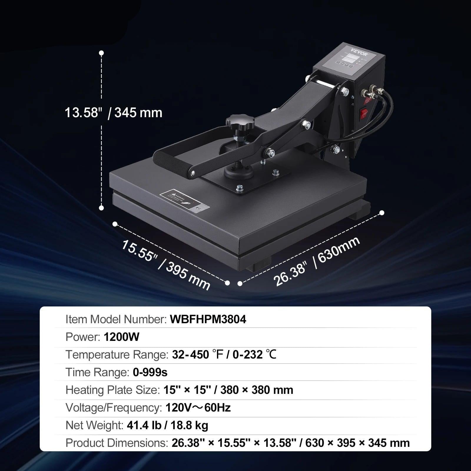 Selius Warmtepers - Sublimatiepers voor Textiel - 15 x 15 Inch