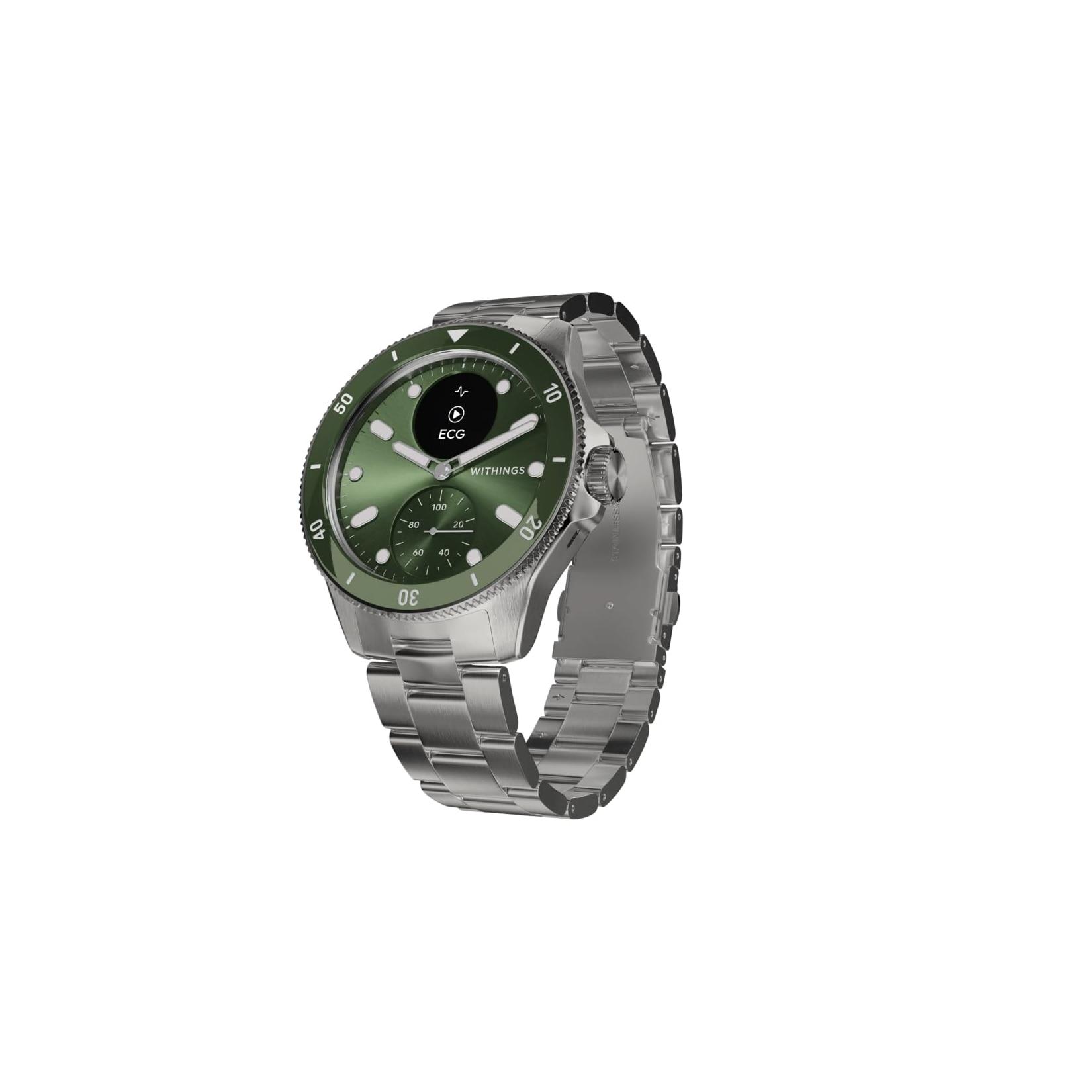 Withings ScanWatch Nova 42mm Grün/Silber Smartwatch (Herzfrequenzmessung, Schrittzähler)
