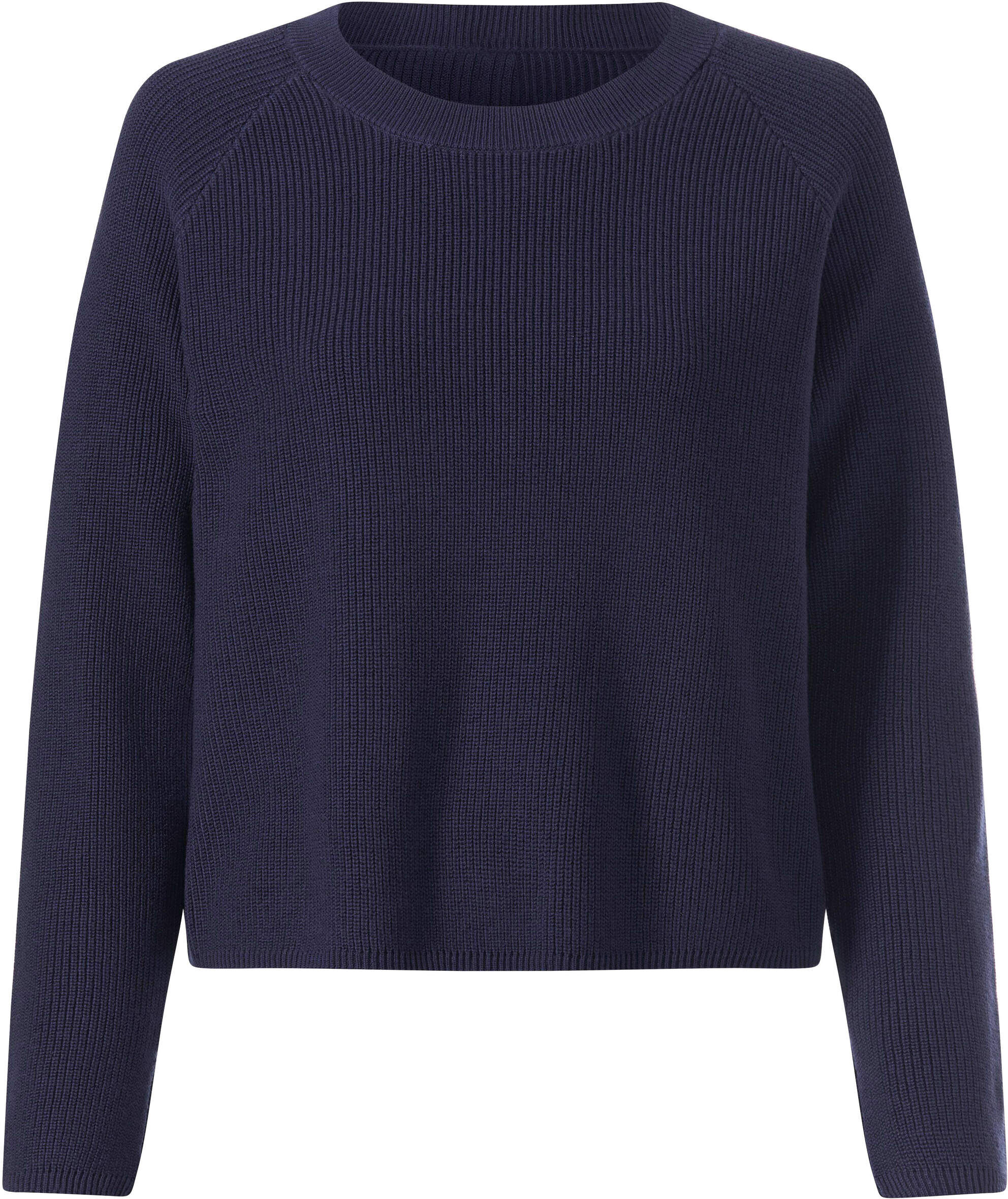 Strickpullover HEINE "Pullover Langarm-Pullover mit Perlfang-Strick", Damen, Gr. 48, marine, Strick, , Modisch, Rundhals, Pullover Strickpullover