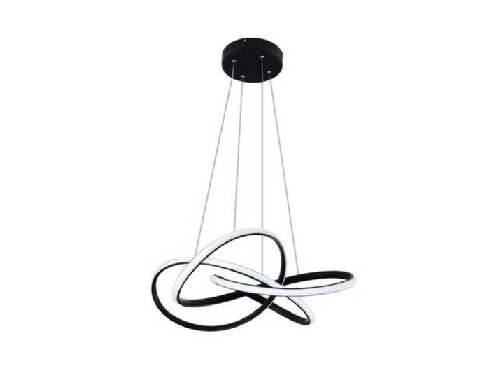 ZMH Led-Pendelleuchte Kaelindra 58/150/20 cm, Schwarz, Metall, Freiform, LED integrated, 20x150x150 cm, Lampen & Leuchten, Innenbeleuchtung, Hängeleuchten, Pendelleuchten