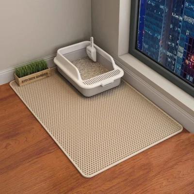Inspired Finds Foldable Waterproof Cat Litter Mat Double Layer Litter Trapping Pad For Cleaner Floors beige 17.72x23.62in