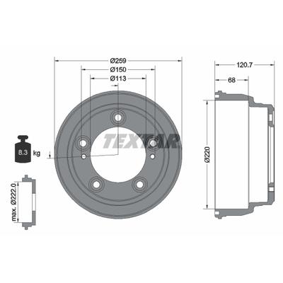TEXTAR Bremstrommel 94046600 für HYUNDAI