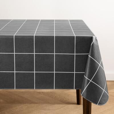 Threadmade Windowpane Plaid Grid Printed Vinyl Indoor/Outdoor Tablecloth