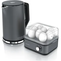 Arendo Frühstücks Set, Wasserkocher, Grau