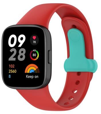 Everyday Crate Redmi Watch 3 Silicone Watch Strap Soft Adjustable Replacement Watch Band red+cyan