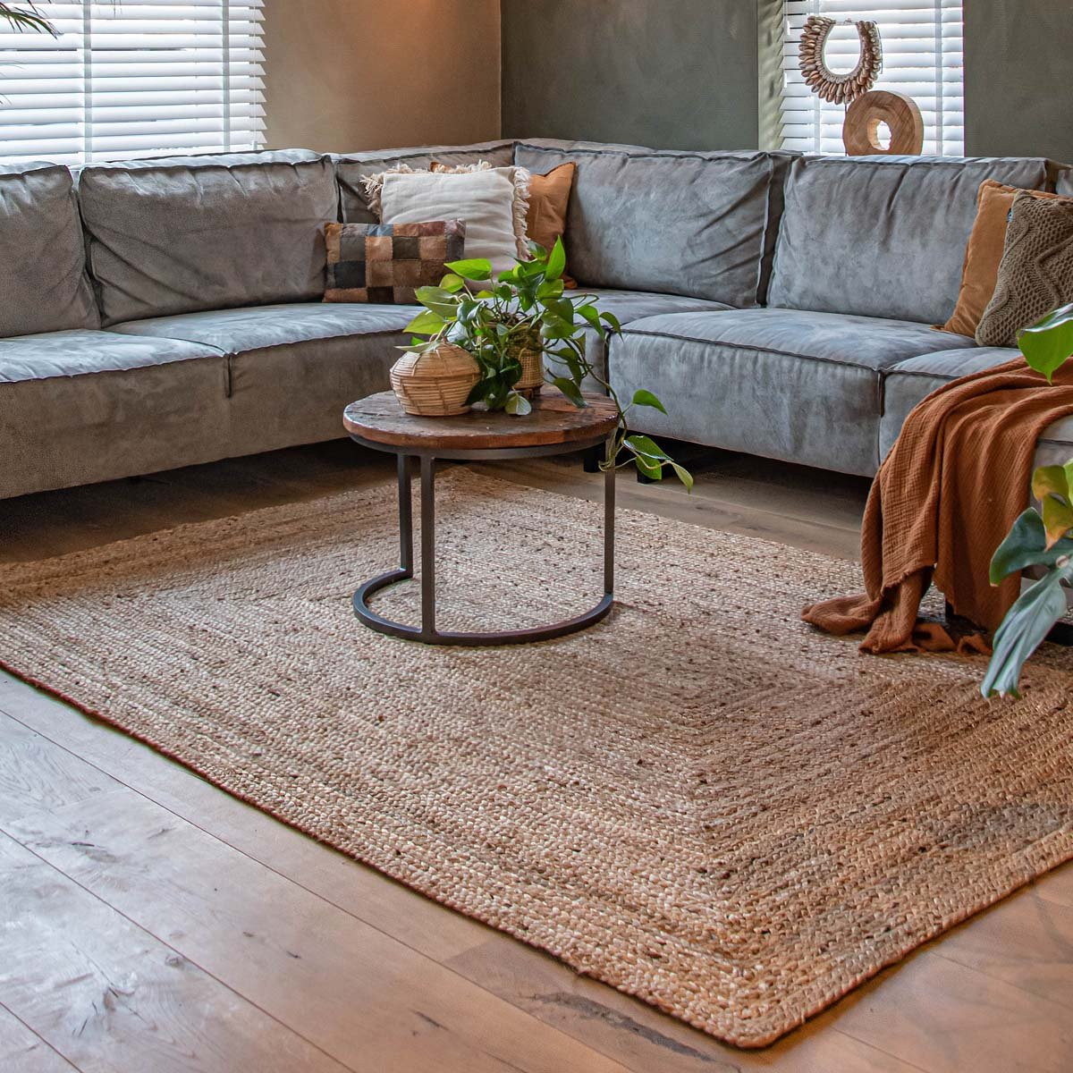 Aime Jute vloerkleed vierkant naturel 100 x 100 cm